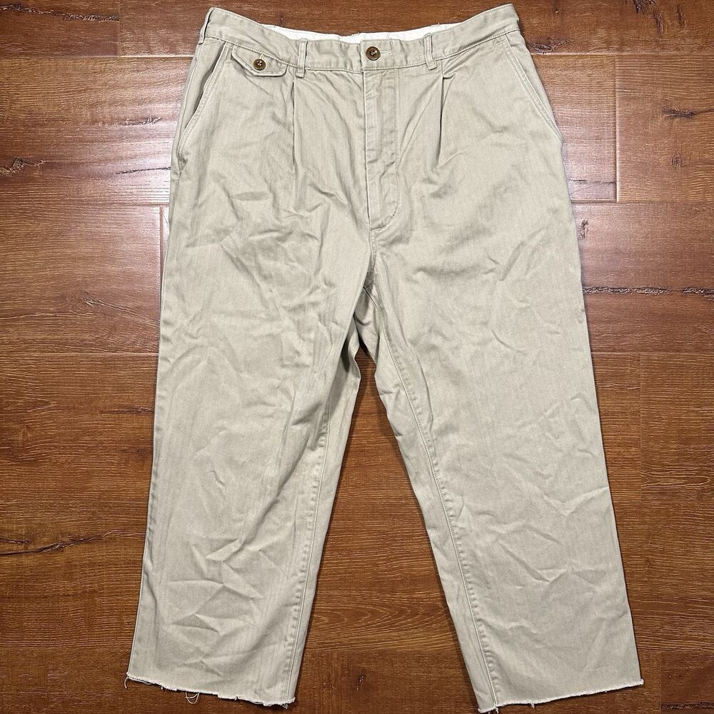 Buck Mason Japanese Twill Larsen Pants Men 33x24 Khaki Cropped BM14128.346 Retro